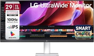 LG 29U531A Smartchoice 73 cm (29 Inch) UltraWide WFHD (2560x1080) IPS Monitor, 100Hz, 5ms(GtG), Anti-Glare, HDR10, 3-Side Virtually Borderless, HDMI, DP, USB-C, Speakers, Tilt Adjustable (White)