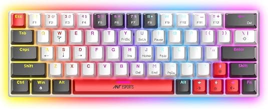 Ant Esports MK1200 V2 Mini 60% Mechanical Gaming Keyboard with Red Switches| 63-Key Compact Wired Keyboard |Rainbow RGB Backlit |26-Key Anti-Ghosting|Double-Shot Keycaps|USB for PC & Laptop