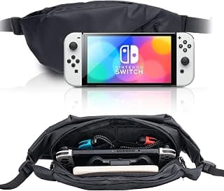 PSS Travel Bag for Switch/Lite/OLED Portable Waterproof Backpack Carrying Shoulder Chest Gaming Crossbody Bag Case Compatible with Nin/tendo Switch Joy-Cons Accessories (Crossbody Bag)