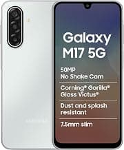 Samsung Galaxy M17 5G Mobile (Moonlight Silver, 6GB RAM, 128GB Storage) | 50MP OIS Triple Camera | Super AMOLED Display | Gorilla Glass Victus | 6 Gen OS Upgrades | Knox Security | AI