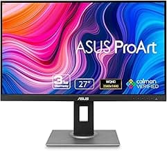 ASUSProart Display PA278QV WQHD, 27 Inch (68.58 Cm) 2560 X 1440 Pixels Monitor, 100% Srgb/Rec. 709, E < 2, IPS, Displayport Hdmi Dvi-D Mini Dp, Calman Verified, Eye Care, Anti-Glare