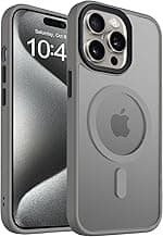 ElzziMagnetic for iPhone 15 Pro Max Case (Compatible with MagSafe) Slim Translucent Matte Shockproof with Anti-Fingerprint Phone Case, Titanium Grey
