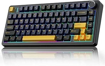 AULA F75 75% Wireless PBT Keycaps Mechanical Keyboard | Hot Swappable, Pre-lubed Linear Switches | RGB Backlit, 2.4GHz/Type-C/Bluetooth Gaming Keyboard (Thunder Black, Star-Vector(Seiya) Switch)