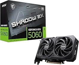 MSI GeForce RTX 5060 8G Shadow 2X OC Graphic Card - NVIDIA GeForce RTX 5060 GPU, 8GB GDDR7 128-bit Memory, 28 Gbps, PCI Express Gen 5 x16 Interface, Upto 2527 MHz, TORX Fan 5.0