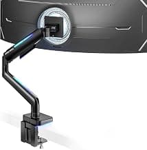 ARES WINGMonitor Mount for 17 to 49 Inch Curved and Ultrawide Monitor, Monitor Arm Support up to 44lbs, Adjustable Gas Spring Clamp and Grommet Single Monitor Mount, Black
