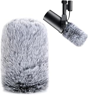 YOUSHARESSM7B Pop Filter for Shure Mic, Furry Windscreen Muff Compatible with Shure SM7B, SM7dB Dynamic Vocal Microphone. (Gray)