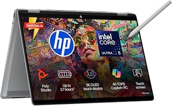 HP OmniBook X Flip OLED Intel Core Ultra 5 226V, 40 Tops (16GB LPDDR5x,1TB SSD) 3K, Touch, 120hz, 14''/35.6cm, Intel ARC Graphic,Win11, Office24, Meteor Silver, 1.38kg, fm0099TU,Pen, 2 in 1 AI Laptop