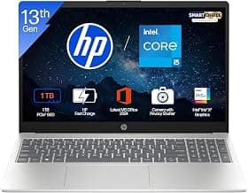 HP 15 Smartchoice, 13th Gen Intel Core i5-1334U (16GB DDR4, 1TB SSD) FHD, Anti-Glare, Micro-Edge, 15.6''/39.6cm, Win11, M365(1yr) Office24, Silver, 1.59kg, FD0552TU,Iris Xe, FHD Camera, Backlit Laptop