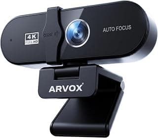 ARVOX 2026 4K Webcam for PC & Laptop, Sony-Sensor, Privacy Shutter, 4K@30FPS & 1080P@60FPS, 360° Rotation, Autofocus, Built-in Microphone, USB Plug & Play for Video Calls, Streaming & Online Meetings