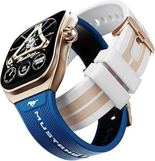 GOBOULT Mustang Muscle Smart Watch 2.01'' 3D Curved Display, Convertible Strap, Premium Metallic Crown, BT Calling, 600 Nits Brightness, AI Assistant, IP68 (Extra Starp, White Armor)