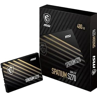 MSI SSD SPATIUM S270 SATA 2.5” 480GB – SATA 2.5" Internal Solid State Drive, Up to 500MB/s Read & 450MB/s Write, 3D NAND Flash, PHISON S11 Controller, Built‑in Data Security Features– 5‑Year Warranty