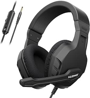 NUBWO U3 3.5mm Gaming Headset for PC, PS4, Laptop, Xbox One, Mac, iPad, Nintendo Switch Games, Computer Game Gamer Over Ear Flexible Microphone Volume Control with Mic - Black