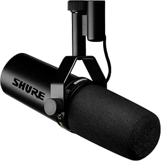 ShureSM7dB Dynamic Vocal Microphone w/Built-in Preamp for Streaming, Podcast, & Recording, Wide-Range Frequency, Warm & Smooth Sound, Rugged Construction, Detachable Windscreen - Black