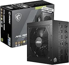 MSI MAG A850GL PCIE5 Power Supply Unit, 850W, 80 Plus Gold, Fully Modular, ATX 3.1, PCIe 5.1 GPU Support, 120mm FDB Fan, Full-Bridge LLC, Flat Black Cables - 7 Year Warranty