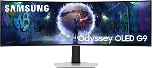 Samsung49" (124.4cm) Odyssey OLED G9 Curved Gaming Monitor (Smartchoice) Dual QHD 5120 x 1440|240Hz|0.03ms|DCI 99%|OLED Safeguard|FreeSync Premium Pro|G-Sync| HDR10+ Gaming|HAS|LS49DG930SWXXL|Silver