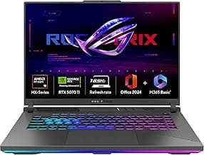ASUSROG Strix G16, AMD Ryzen 9 8940HX, RTX 5070 Ti,140W TGP,16GB RAM,1TB SSD,FHD+,16",165Hz,90WHrs,Windows 11,M365 Basic (1Year),Office Home 2024,Eclipse Gray,2.5 Kg,G614PR-RV032WS, Gaming Laptop