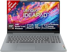 Lenovo IdeaPad Slim 3 AMD Ryzen 5 40 15.6" (39.6cm) FHD Thin and Light Laptop (16GB RAM/512GB SSD/Backlit Keyboard/Windows 11/Microsoft 365 Basic + Office 2024/Grey/1.6Kg), 82XQ01HQIN