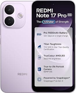 REDMI Note 17 Pro 5G (Purple Vibe, 8GB RAM, 128GB ROM) | 9000mAh Battery + 67W TurboCharge* | 6.83" 12-bit TrueColour AMOLED | No.1 Care Plan | Snapdragon 6s Gen 4 | 50MP OIS Camera | Victus 2 | IP69K