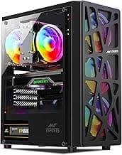 Ant Esports Elite 1100 Mid-Tower Gaming PC Cabinet | Tempered Glass Side Panel | Support ATX/M-ATX/ITX | Pre-Installed 4 x 120mm Rainbow Fans (Black)
