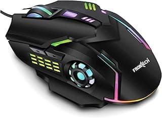 FRONTECH Wired Gaming Mouse, 6 Key RGB Backlit Effect| 7 LED Lighting| USB Plug & Play| 3600 DPI| for PC/Desktop/Mac/Laptop, 1-Year Warranty (MS-0050, Black)