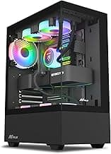 Ant Value Tempered_Glass CV100 Mid-Tower Computer Case/Gaming Cabinet Â– Black | Support ATX, M-ATX, ITX | Pre-Installed 2 Top & 1 Rear Rainbow Fans, 2 USB Ports