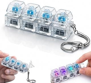 PANCA Transparent Mechanical Switch Fidget Keychain for Stress Relief | Clicky Desk Toy for Adults | Portable EDC Keyring Gadget for Office, Travel & Daily Use with Tactile Feedback