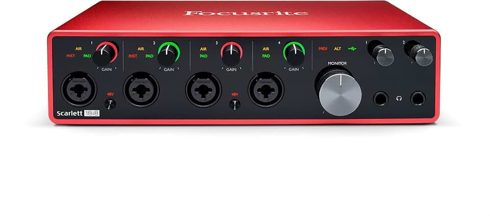 Focusrite Interface Unit Scarlett 2i2 4th Gen USB Audio Interface with Auto Gain & Clip Safe - Pro Tools & Ableton Suite (Rev 4)
