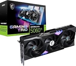 MSI GeForce RTX 5060 Ti 16G Gaming Trio OC Graphic Card - NVIDIA GeForce RTX 5060 Ti GPU, 16GB GDDR7 128-bit Memory, 28 Gbps, PCI Express Gen 5 x16 Interface, Upto 2647 MHz, STORMFORCE Fan