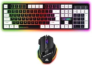 Ant Esports KM1410 Wired Gaming Keyboard and Mouse Combo, RGB LED Backlit, 25 Keys Anti-ghosting Water Resistant Membrane Keyboard, Carbon Black, Upto 3600 DPI RGB Gaming Mouse.