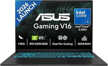 ASUSGaming V16 (2026),Intel Core 5 210H (i5-14th Gen),RTX 5050-8GB,16GB RAM(Upgradeable),512GB SSD,FHD+,16"(40 cm),144Hz,Win 11,M365 Basic(1Y),Office 24,Black,1.95 Kg,V3607VH-TK154WS,Gaming Laptop