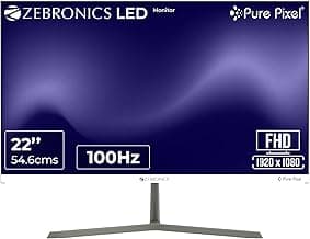 Zebronics Full HD LED Monitor, 21.5 Anti-Glare Screen, 100Hz Refresh Rate, Ultra Slim, Bezel-Less Display, 250nits Brightness, HDMI & VGA, Wall Mountable (A122)