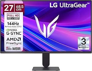 LG 27G411A 68.5 cm(27 Inch) Ultragear FHD(1920 x 1080) IPS Gaming Monitor, 1ms MBR, 144Hz (O/C), HDR10, NVIDIA G-Sync Compatible, AMD FreeSync, HDR10, HDMI, DP, HP Out, Anti-Glare, Slim Stand, Black