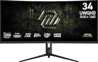 MSI MAG 342CQRF E20 34-Inch UWQHD (1500R) Gaming Monitor, 3440 x 1440 Rapid VA, 200Hz, 0.5ms