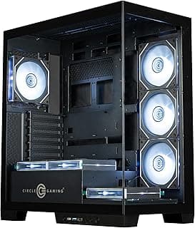 Circle Defender ZX7 Mid-Tower Gaming Cabinet - Black | Supports ATX, M-ATX, ITX | Reverse Motherboard Compatible | 3X Front, 3X Bottom, 1X Rear 120MM ARGB Fans with Infinity Mirror
