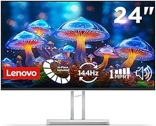Lenovo L24-4C| 24 Inch (60.96cm) Ultraslim PC Monitor, IPS, FHD 1920x1080, 144Hz, 99% sRGB, 1ms, 2x3W Speakers, HDMI, Display Port, Audio Out Port, AMD FreeSync,Eyesafe, Bezel-Less, VESA Mount, Grey