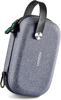 UGREEN Electronics Organiser, Portable Hard Accessories Case, Grey | Electronics Accessories Organiser, Cable Tidy Storage Box Pouch, Includes Double Layer, Zipper, Snap Hook, Small