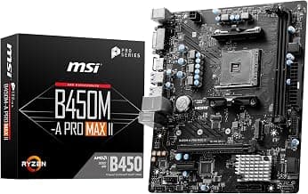 MSI B450M-A PRO MAX II Motherboard, Micro-ATX, AM4 DDR4 USB 3.2 Gen 1 HDMI