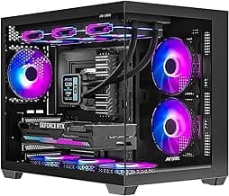 Ant Esports Crystal X6 Mini Mid-Tower Computer Case/Gaming Cabinet - Black | Support Micro-ATX, Mini-ITX | Pre-Installed 6 ARGB Fans