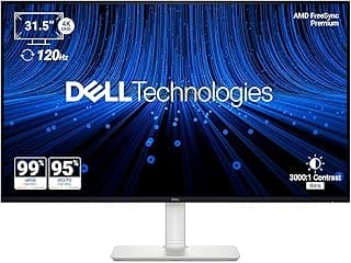 Dell S3225QS 31.5" 4K UHD Monitor|VA 120 Hz|99% SRGB, 95% DCI-P3|4ms (Extreme)|3000:1 Contrast| 300 cd/m2 Brightness|AMD FreeSync Premium| |Dual 5W Speakers|HDMI *2, DP 1.4| HDR10|Height Tilt Slant