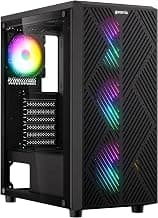 Geonix Hercules Rome Gaming Cabinet, 4 ARGB Fans, Real Tempered Glass Side Panel, ATX/Micro-ATX/Mini-ITX Support, USB 3.0+USB 2.0 Ports, 300mm GPU Clearance, High Airflow Mid Tower PC Case (Black)