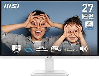 MSI PRO MP273QW E2 27 Inch WQHD Office Monitor - 2560 x 1440 IPS Panel, 100 Hz, Eye-Friendly Screen, Built-in Speakers, Tilt-Adjustable - HDMI 2.0b, DP (1.2a)