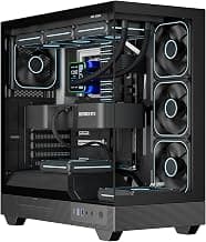 Ant Esports Crystal Neo Mid-Tower Gaming Cabinet - Black | Dual Tempered Glass 270° Ultra-Wide View | Pre-Installed 6 x 120mm Fans | USB Type-C | 360mm Radiator Support | 415mm GPU Support