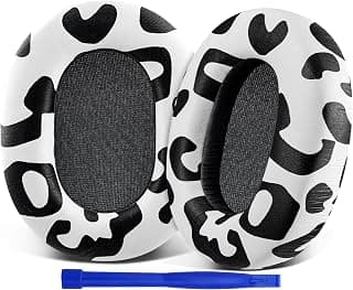 SOULWIT Protein Leather Replacement Earpads for Sony WH-1000XM5 (WH1000XM5) Noise Canceling Headphones, Ear Pads Cushions with Noise Isolation Memory Foam, Added Thickness - Snow Leopard