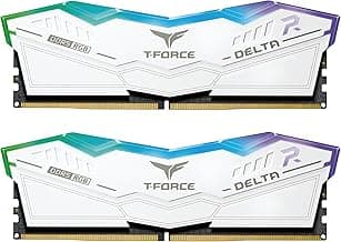 TeamGroup T-Force Delta RGB 2x16GB 6000MHz (6000MT/s) CL38 White 32GB DDR5 RAM Kit, Desktop Gaming Memory, Metal Heatsink, ARGB Sync, ECC, XMP 3.0/EXPO, For Intel/AMD CPU, High Performance Low Latency