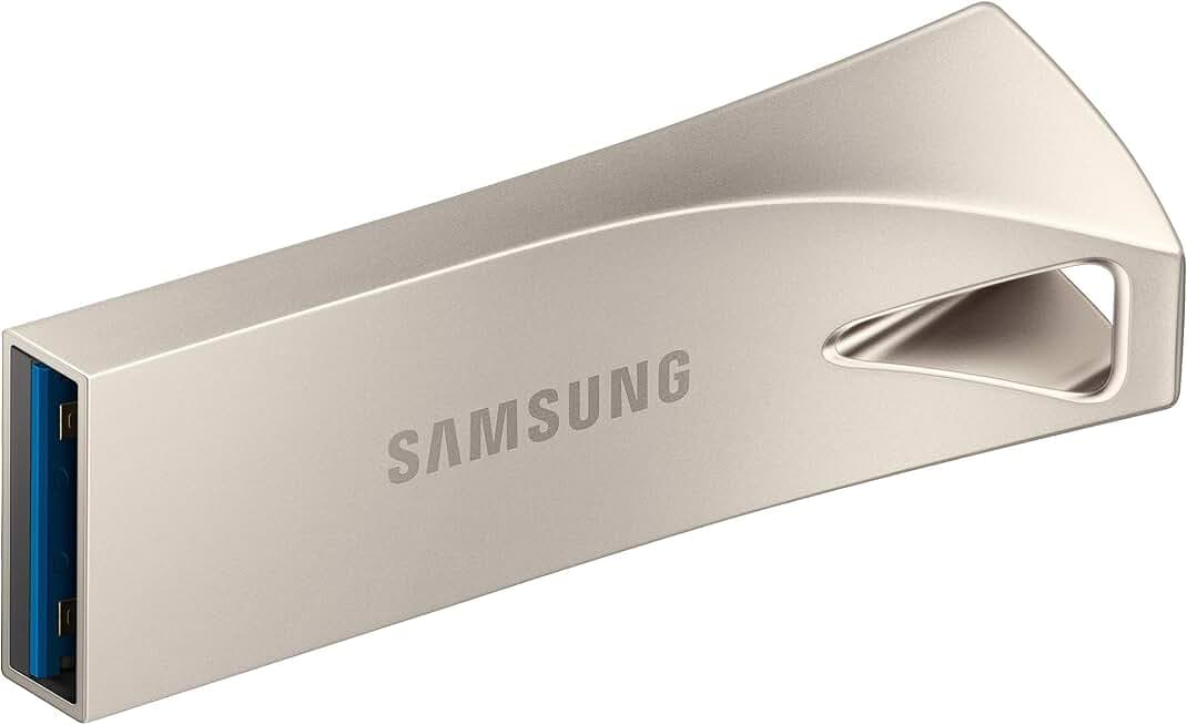 Samsung 64GB BAR Plus USB 3.1 Flash Drive Titan Gray Metal Waterproof (Silver Chrome, Gen 1)