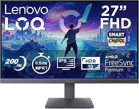 Lenovo LOQ 27-10 (Smartchoice) | 27" (68.5cm) FHD (1920x1080) IPS 200Hz Gaming Monitor | 0.5ms, HDR10 Compliance, AMD FreeSync, 99% sRGB, 2xHDMI 2.1 TMDS, 1xDP 1.4| Tilt | Lunar Grey | 68F2GACBIN