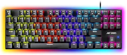Ant Esports Scorpion MK20 Wired 75% Mechanical Gaming Keyboard, 87 Keys Compact TKL Wired Linear Red Switches Detachable USB RGB Backlight Keyboard