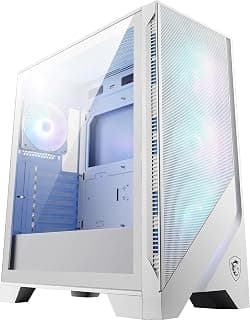 MSI MAG Forge 320R Airflow White Premium Gaming PC Case: ARGB Fan, ARGB Lighting, Vertical GPU Bracket, Side Air Vents, 360mm Radiator Support, 3mm Thick Tempered Glass, Supports Up to 11 Fans
