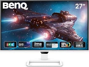 BenQ EW270Q 27" (68.58 cm) 2K QHD 200Hz IPS Gaming Monitor | HDRi|1200:1 Contrast|90% P3 Gamut|350 nits|Built-in-Speakers(5W X2)|AMD FreeSync Premium|USB-C (65 W), HDMI|Game Color Mode(White)