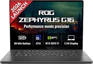 ASUSROG Zephyrus G16 (2026),Intel Core Ultra 9 386H(Series 3),RTX 5070 Ti-12GB,32GB RAM,1TB SSD,OLED,16"(40 cm),240Hz,Win 11,M365 Basic(1Y),Office 24,Eclipse Gray,1.9 Kg,GU606AR-TB112WS,Gaming Laptop